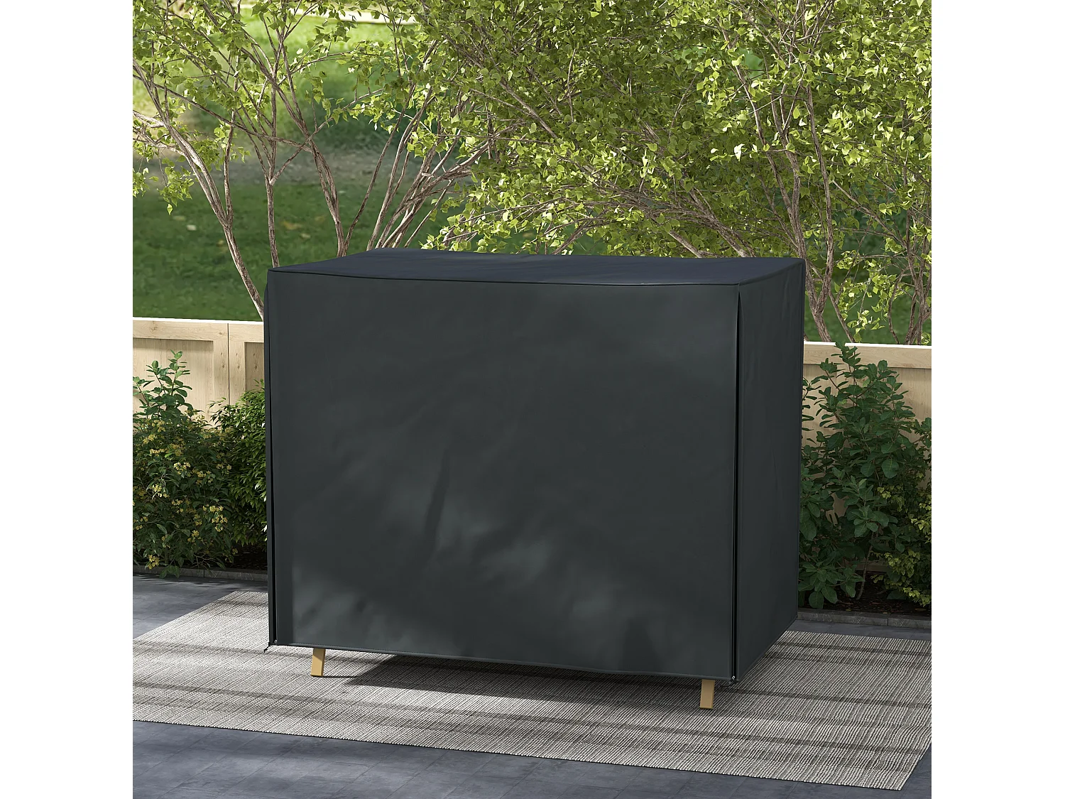 Housse de protection balancelle de jardin 3 places - imperméable, anti-UV, zip - dim. 2,20L x 1,25l x 1,72H m - noir
