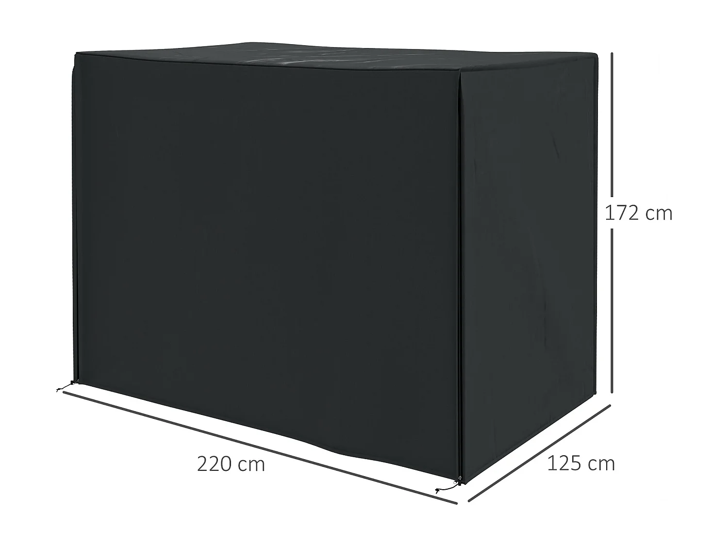 Housse de protection balancelle de jardin 3 places - imperméable, anti-UV, zip - dim. 2,20L x 1,25l x 1,72H m - noir