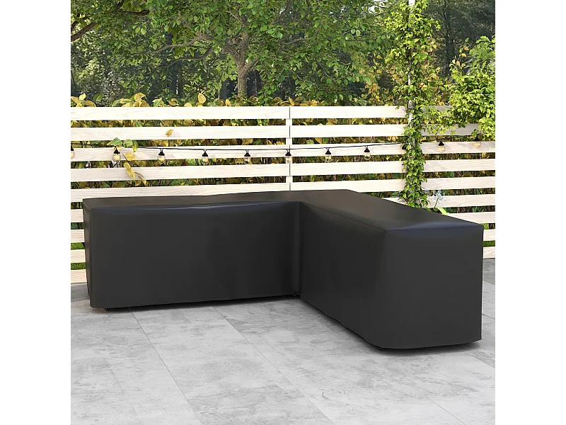 Housse de protection salon de jardin d'angle - imperméable, anti-UV - dim. 250L x 250l x 79H cm - noir