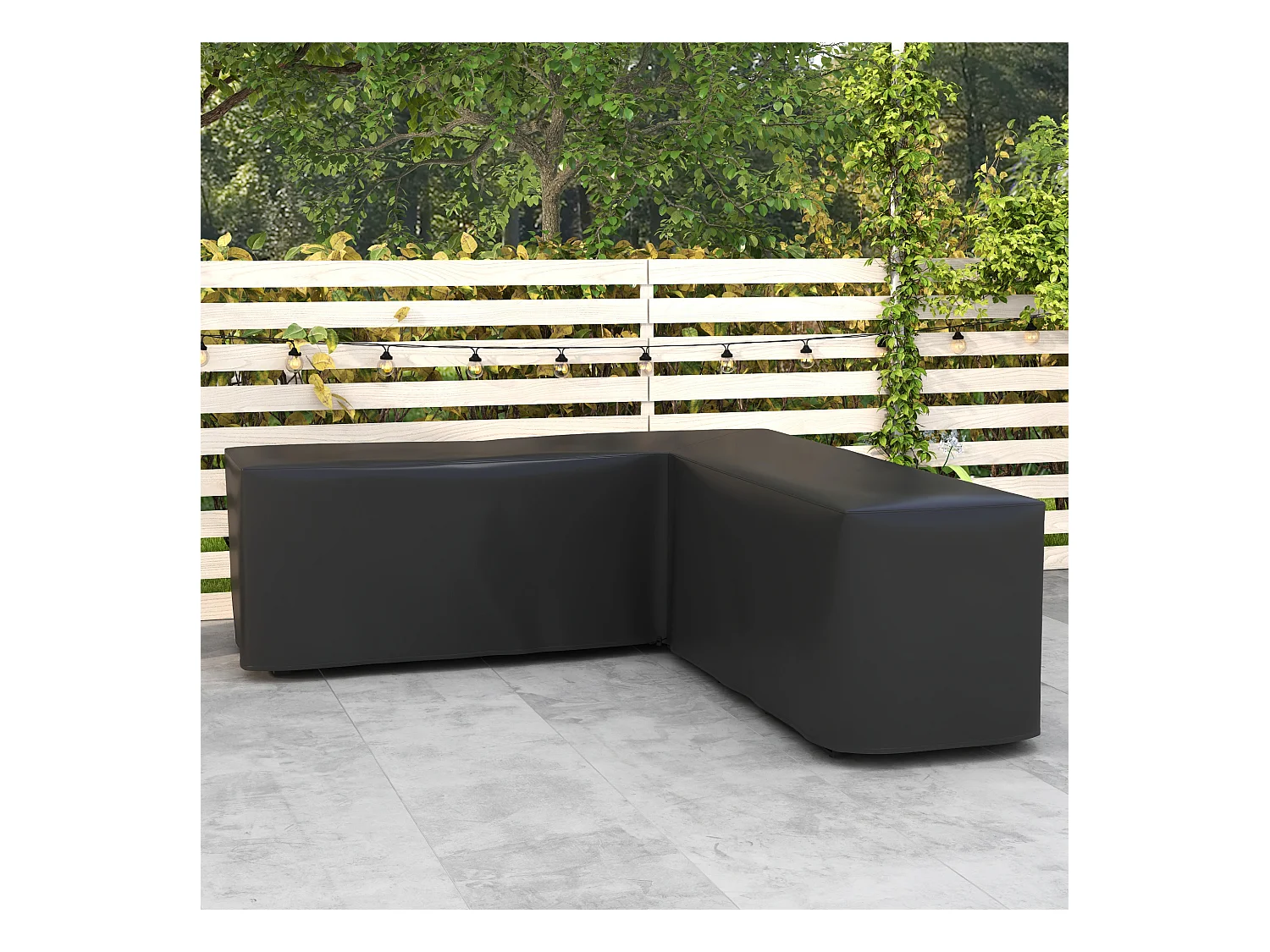 Housse de protection salon de jardin d'angle - imperméable, anti-UV - dim. 250L x 250l x 79H cm - noir