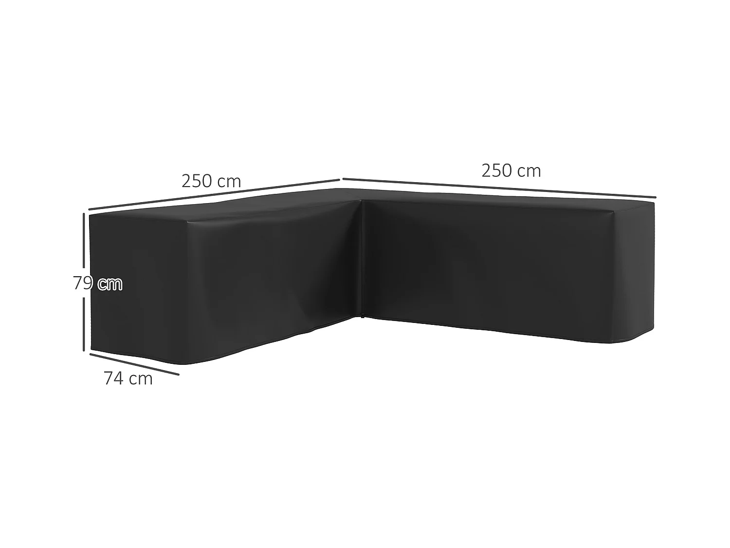 Housse de protection salon de jardin d'angle - imperméable, anti-UV - dim. 250L x 250l x 79H cm - noir