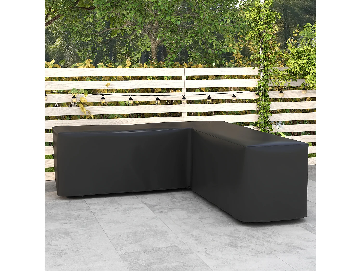 Housse de protection salon de jardin d'angle - imperméable, anti-UV - dim. 250L x 250l x 79H cm - noir
