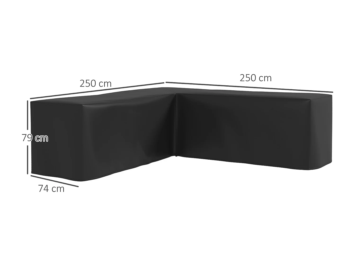 Housse de protection salon de jardin d'angle - imperméable, anti-UV - dim. 250L x 250l x 79H cm - noir