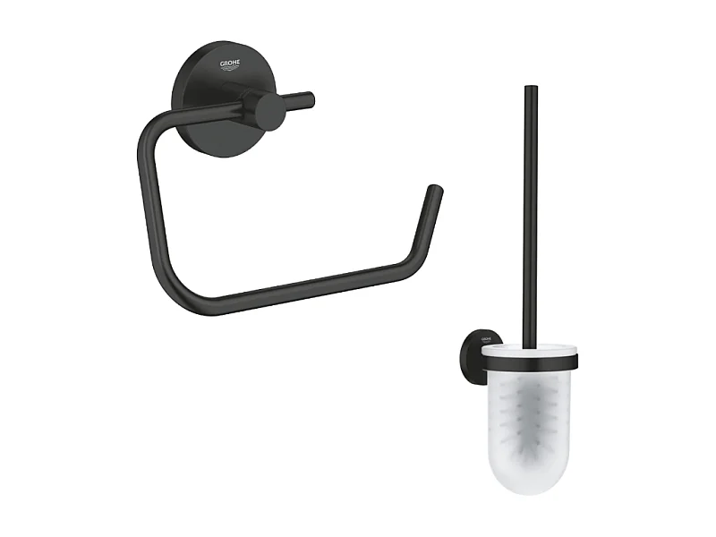Dérouleur de papier mural + porte balai WC GROHE Start noir mat