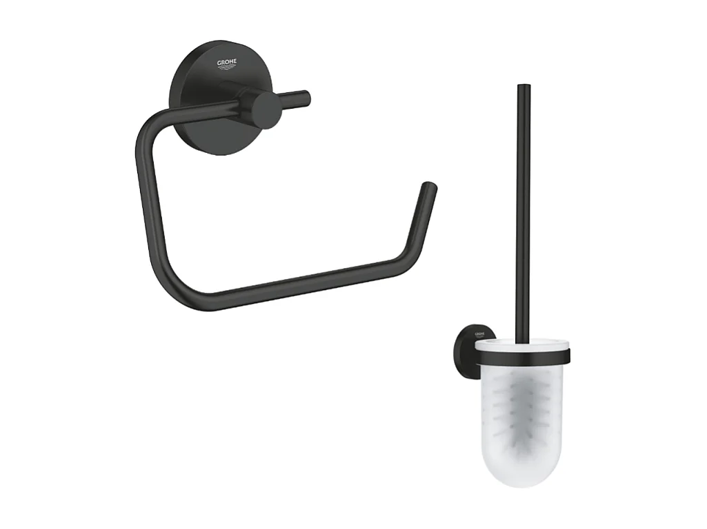 Dérouleur de papier mural + porte balai WC GROHE Start noir mat