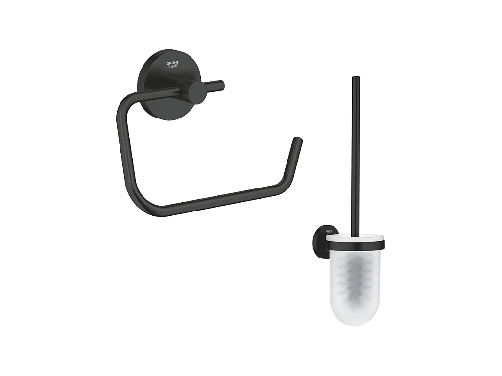 Dérouleur de papier mural + porte balai WC GROHE Start noir mat