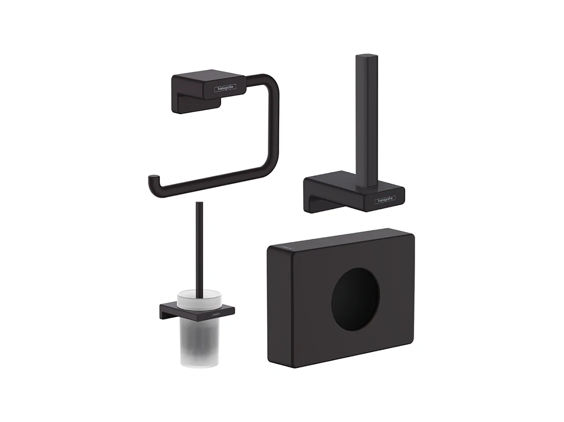 Porte-brosse WC HANSGROHE Addstoris + Porte-papier WC + Réserve porte-papier + Distributeur de sachets hygiéniques noir mat