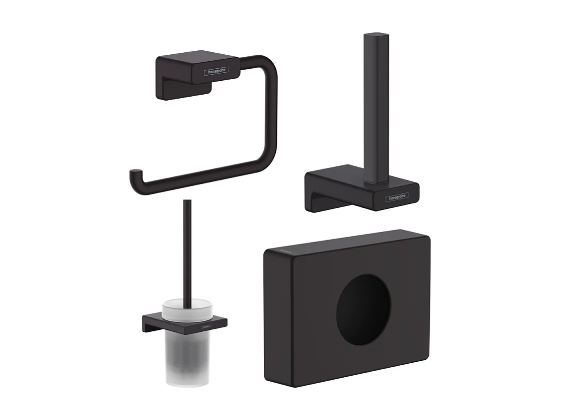 Porte-brosse WC HANSGROHE Addstoris + Porte-papier WC + Réserve porte-papier + Distributeur de sachets hygiéniques noir mat
