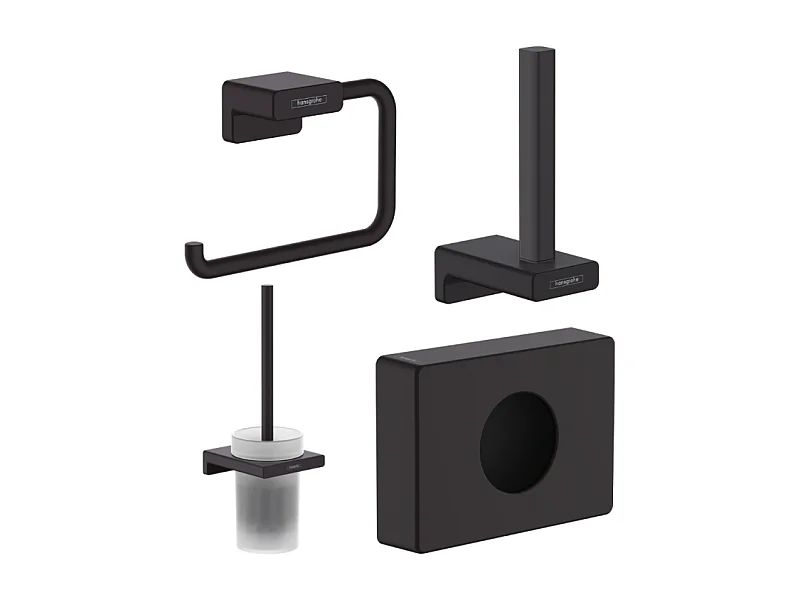 Porte-brosse WC HANSGROHE Addstoris + Porte-papier WC + Réserve porte-papier + Distributeur de sachets hygiéniques noir mat