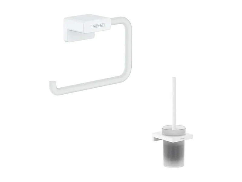 Porte-brosse WC HANSGROHE Addstoris + Porte-papier WC blanc mat