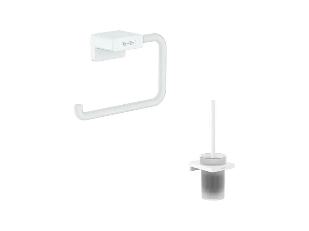 Porte-brosse WC HANSGROHE Addstoris + Porte-papier WC blanc mat