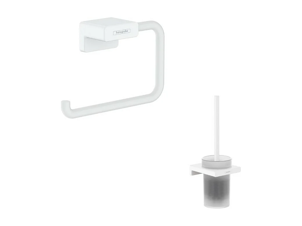 Porte-brosse WC HANSGROHE Addstoris + Porte-papier WC blanc mat