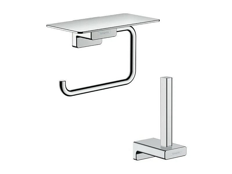 Porte-papier WC avec tablette chromé Hansgrohe AddStoris + Réserve porte-papier chromé