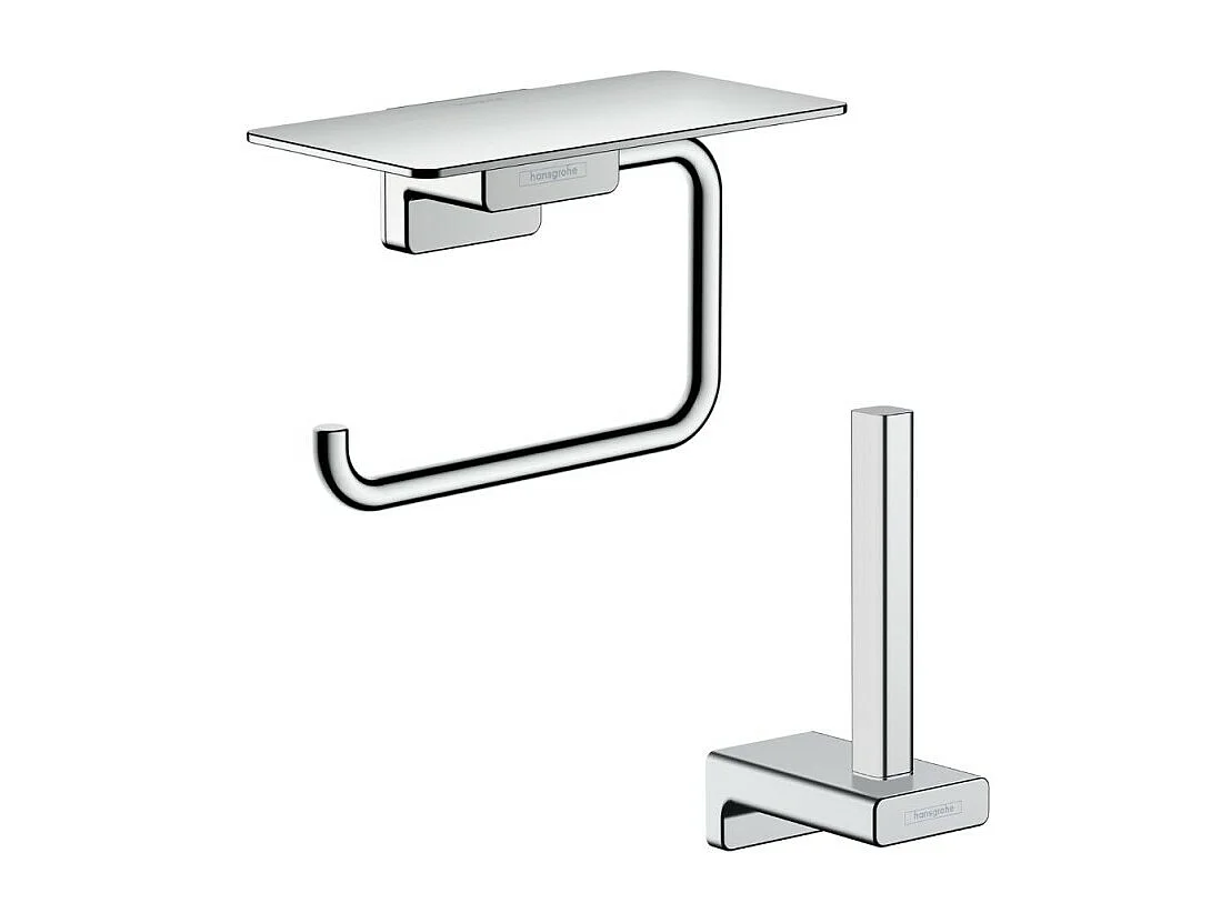 Porte-papier WC avec tablette chromé Hansgrohe AddStoris + Réserve porte-papier chromé
