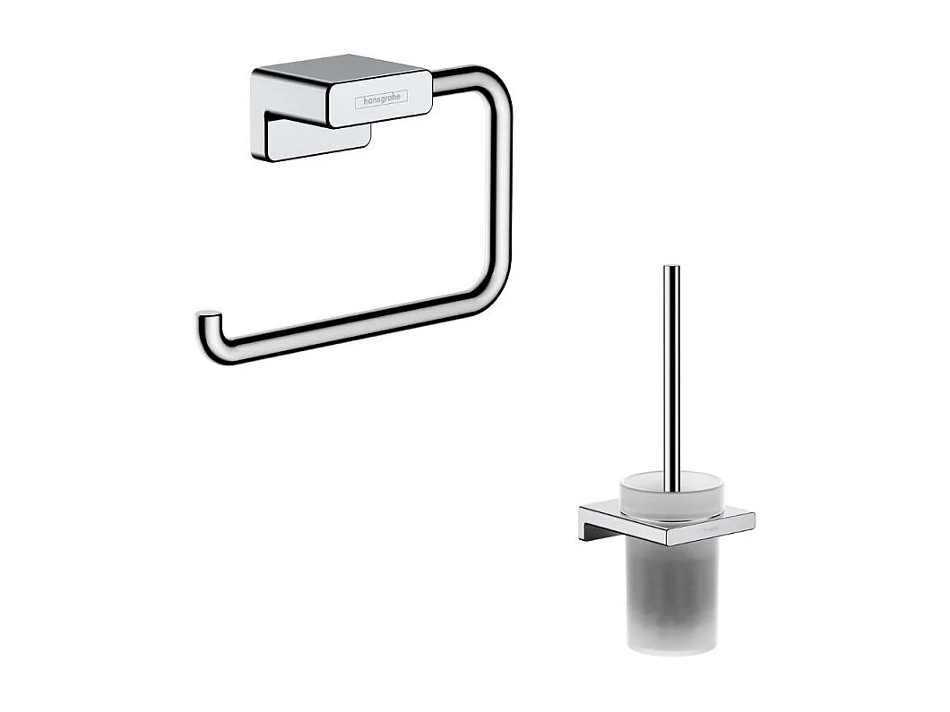 Porte-brosse WC HANSGROHE Addstoris + Porte-papier WC chromé