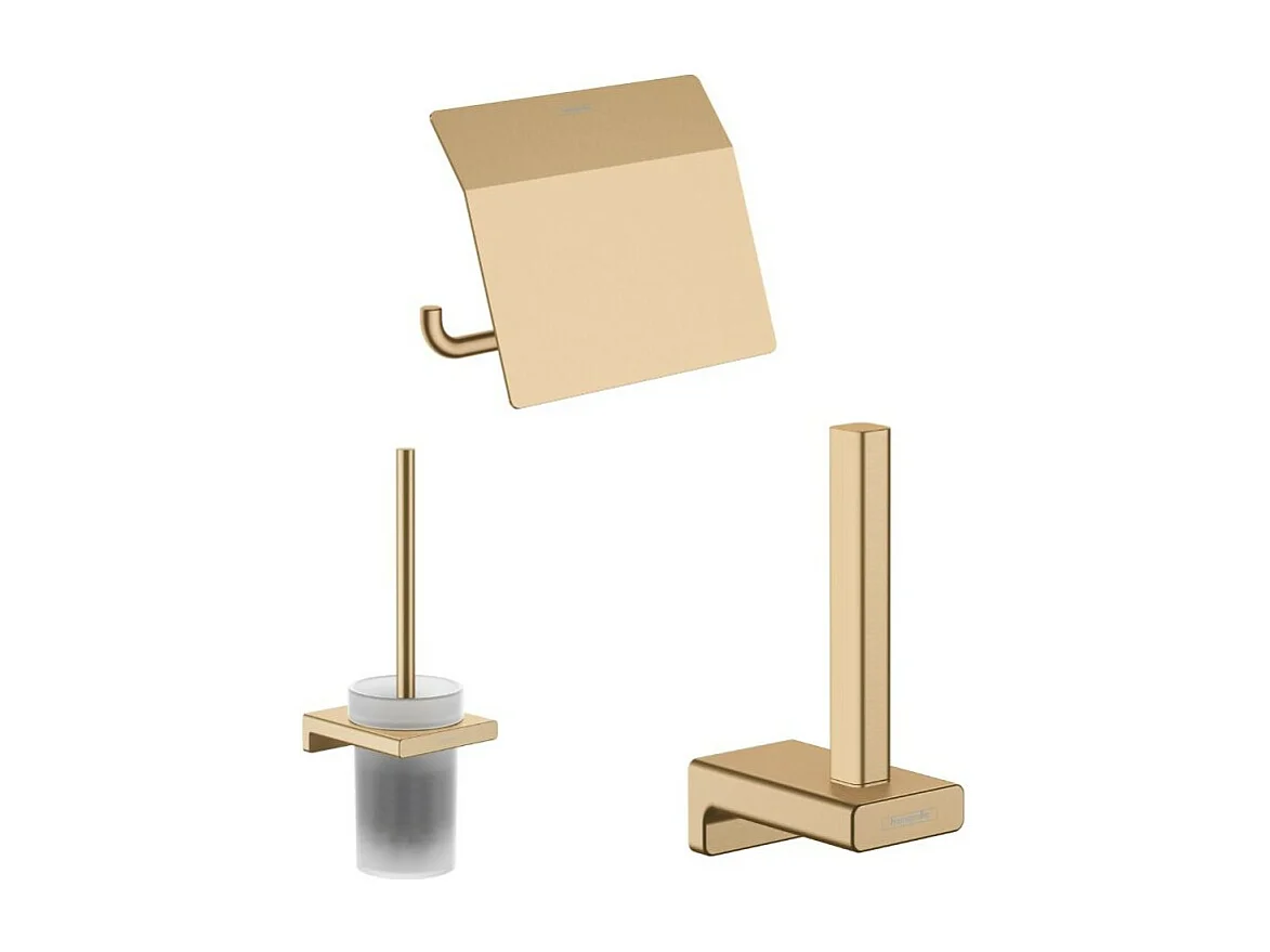 Porte-brosse WC HANSGROHE Addstoris + Porte-papier WC avec couvercle + Réserve porte-papier bronze brossé
