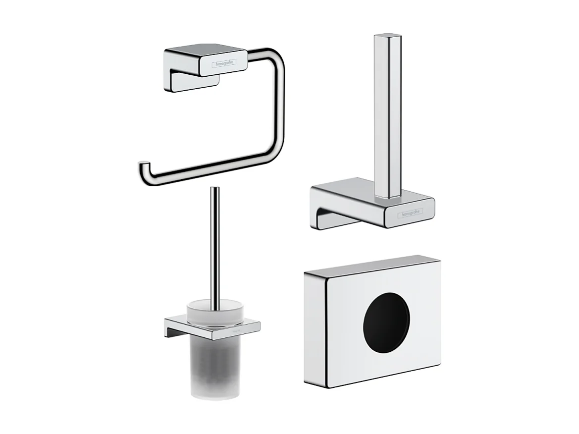 Porte-brosse WC HANSGROHE Addstoris + Porte-papier WC + Réserve porte-papier + Distributeur de sachets hygiéniques chromé