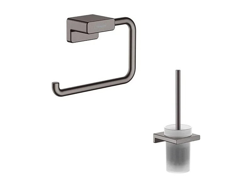 Porte-brosse WC HANSGROHE AddStoris + Porte-papier WC noir chromé brossé