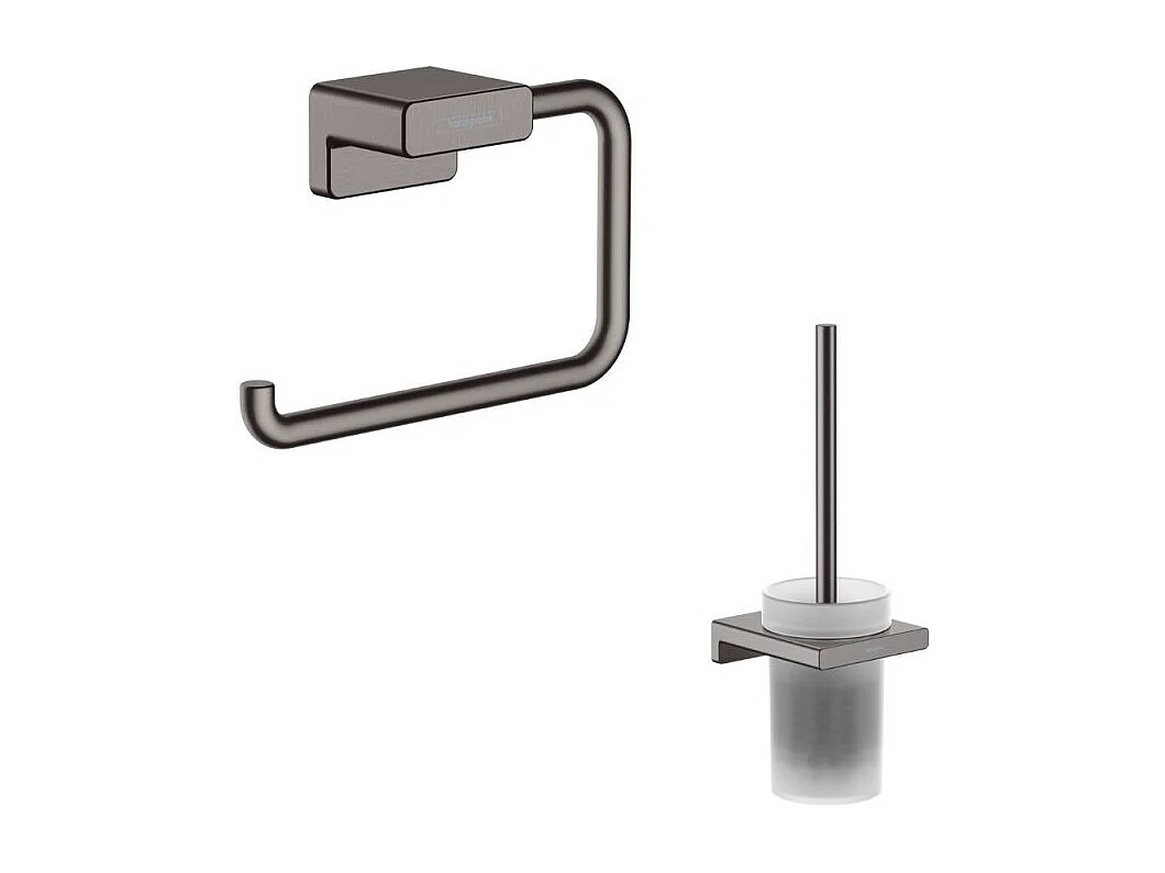 Porte-brosse WC HANSGROHE AddStoris + Porte-papier WC noir chromé brossé