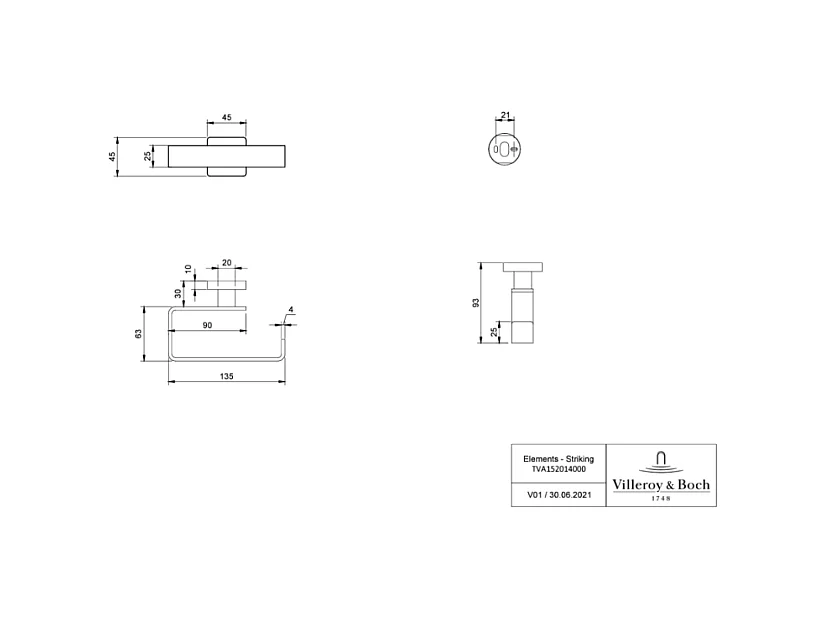 Dérouleur de papier toilette sans couvercle + Ensemble brosse WC VILLEROY ET BOCH Striking Chrome noir mat
