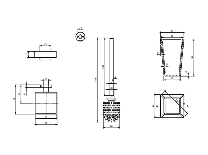 Dérouleur de papier toilette sans couvercle + Ensemble brosse WC VILLEROY ET BOCH Striking Chrome noir mat