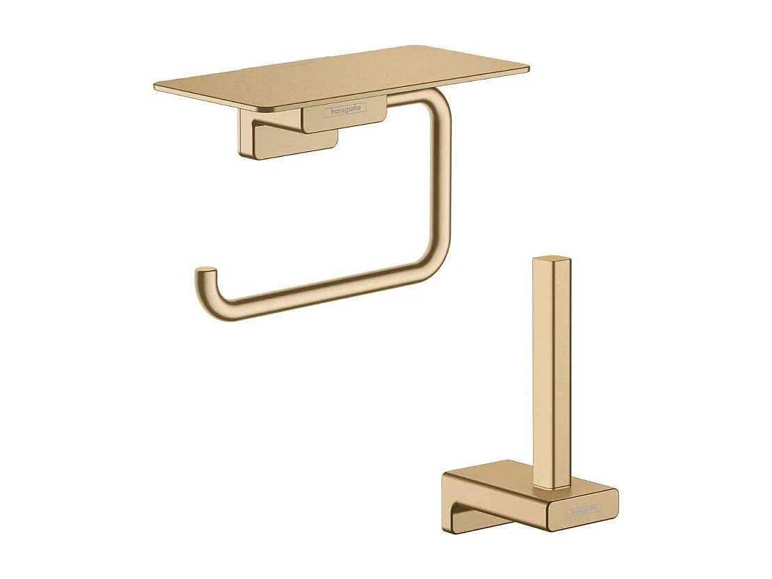Porte-papier WC avec tablette bronze brossé Hansgrohe AddStoris + Réserve porte-papier bronze brossé