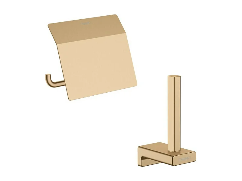 Porte-papier WC avec couvercle bronze brossé Hansgrohe AddStoris + Réserve porte-papier bronze brossé