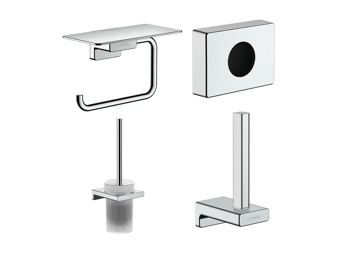 Porte-brosse WC HANSGROHE Addstoris + Porte-papier WC avec tablette + Réserve porte-papier + Distributeur chromé