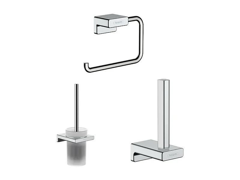 Porte-brosse WC HANSGROHE Addstoris + Porte-papier WC + Réserve porte-papier chromé