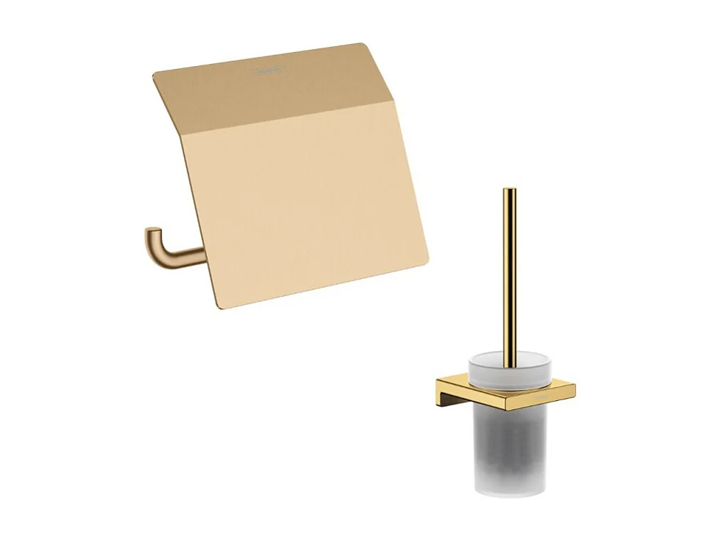 Porte-brosse WC HANSGROHE Addstoris + Porte-papier WC avec couvercle bronze brossé