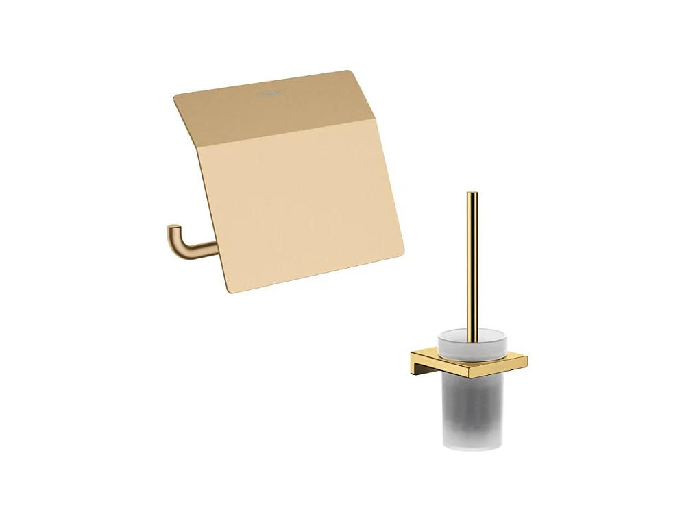 Porte-brosse WC HANSGROHE Addstoris + Porte-papier WC avec couvercle bronze brossé