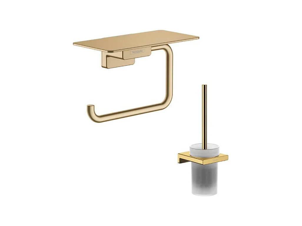 Porte-brosse WC HANSGROHE Addstoris + Porte-papier WC avec tablette bronze brossé