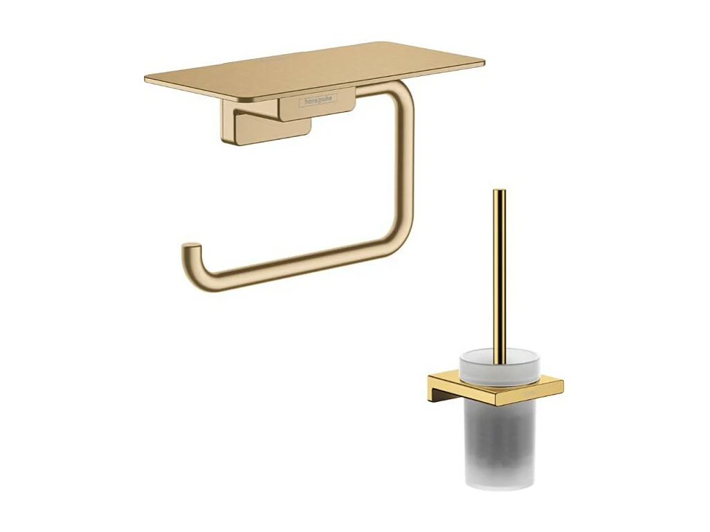 Porte-brosse WC HANSGROHE Addstoris + Porte-papier WC avec tablette bronze brossé