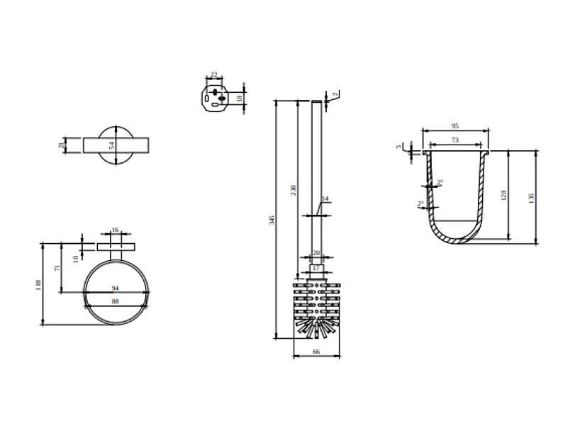 Dérouleur de papier toilette sans couvercle + Ensemble brosse WC VILLEROY & BOCH Elements Tender