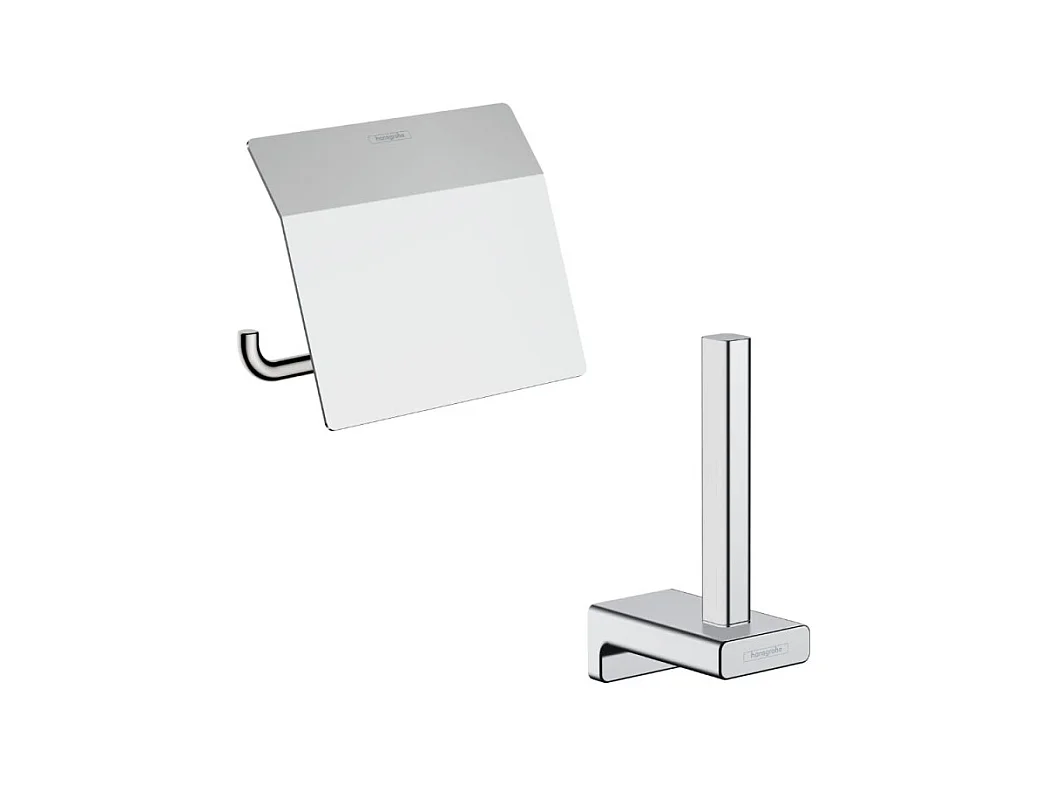 Porte-papier WC avec couvercle chromé Hansgrohe AddStoris + Réserve porte-papier chromé