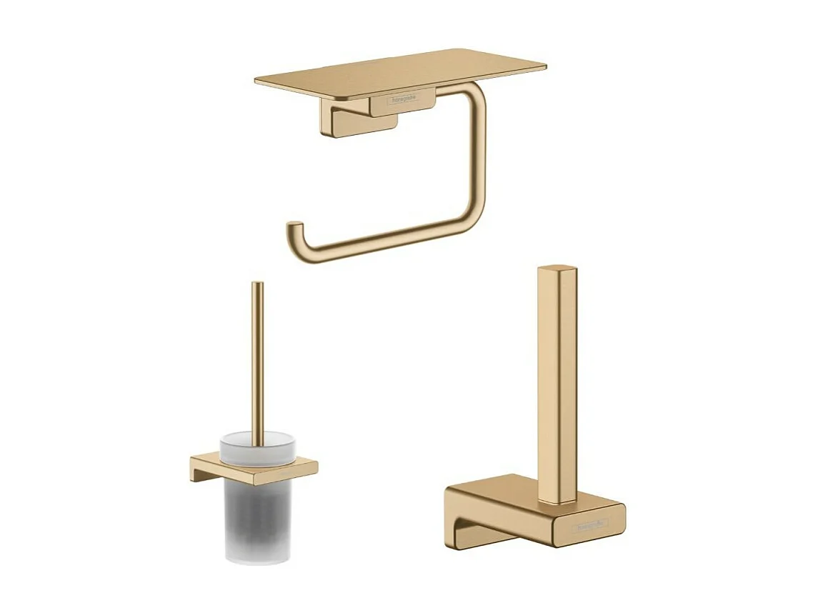 Porte-brosse WC HANSGROHE Addstoris + Porte-papier WC avec tablette + Réserve porte-papier bronze brossé