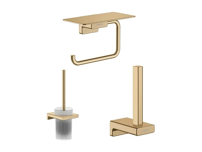 Porte-brosse WC HANSGROHE Addstoris + Porte-papier WC avec tablette + Réserve porte-papier bronze brossé