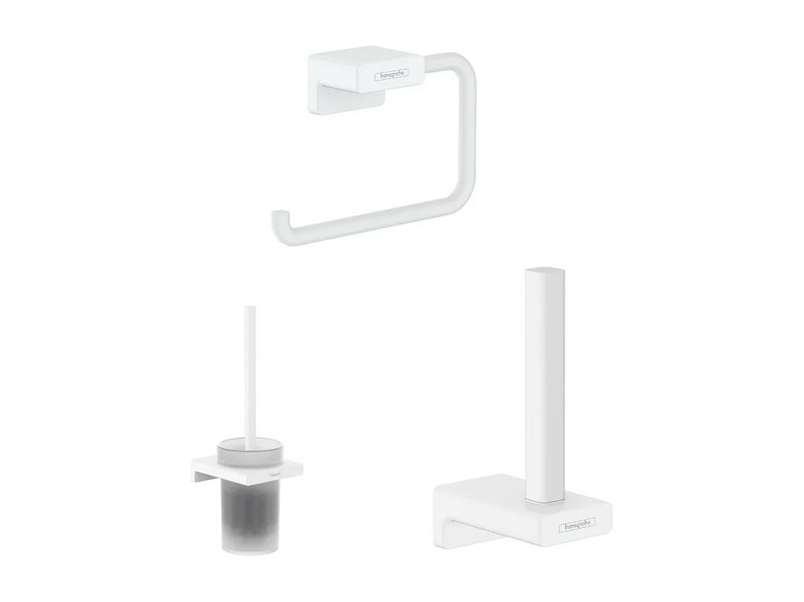 Porte-brosse WC HANSGROHE Addstoris + Porte-papier WC + Réserve porte-papier blanc mat