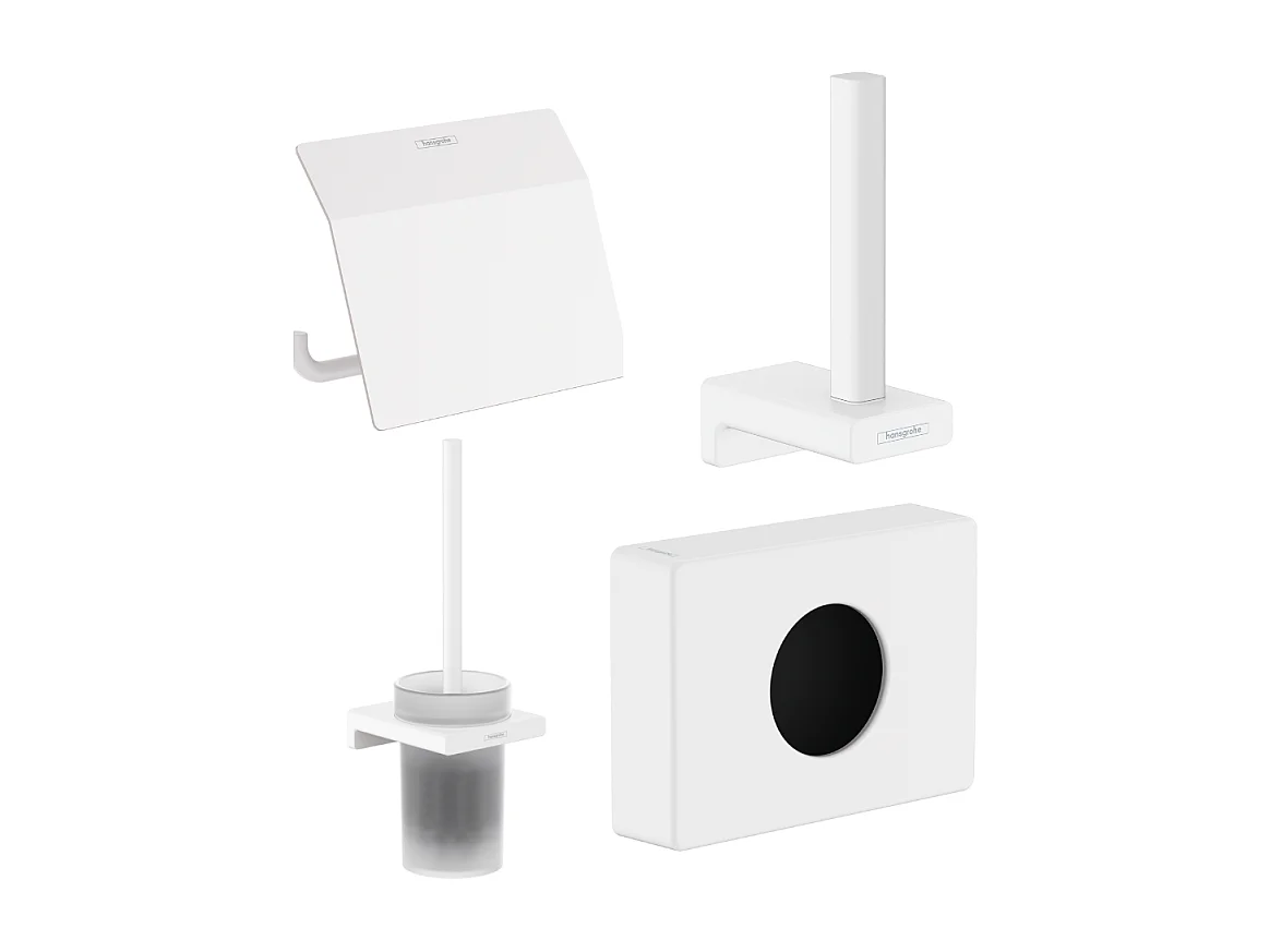 Porte-brosse WC HANSGROHE Addstoris + Porte-papier WC avec couvercle + Réserve porte-papier  + Distributeur blanc mat