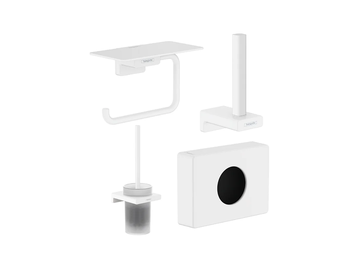 Porte-brosse WC HANSGROHE Addstoris + Porte-papier WC avec tablette + Réserve porte-papier + Distributeur blanc mat