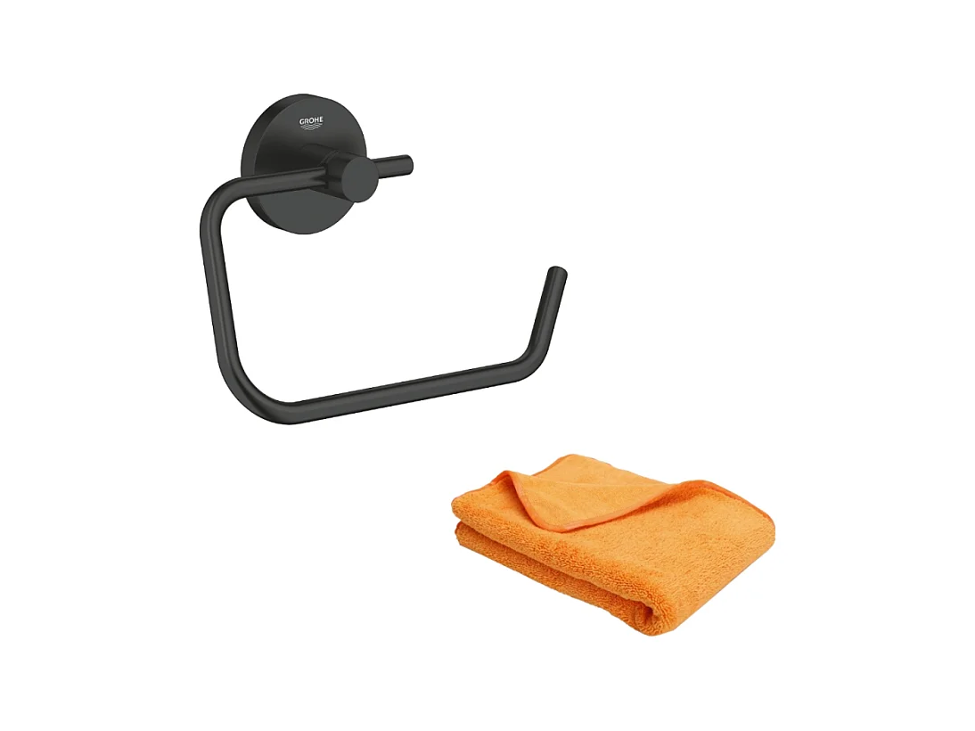 Dérouleur de papier mural WC GROHE Start noir mat + microfibre