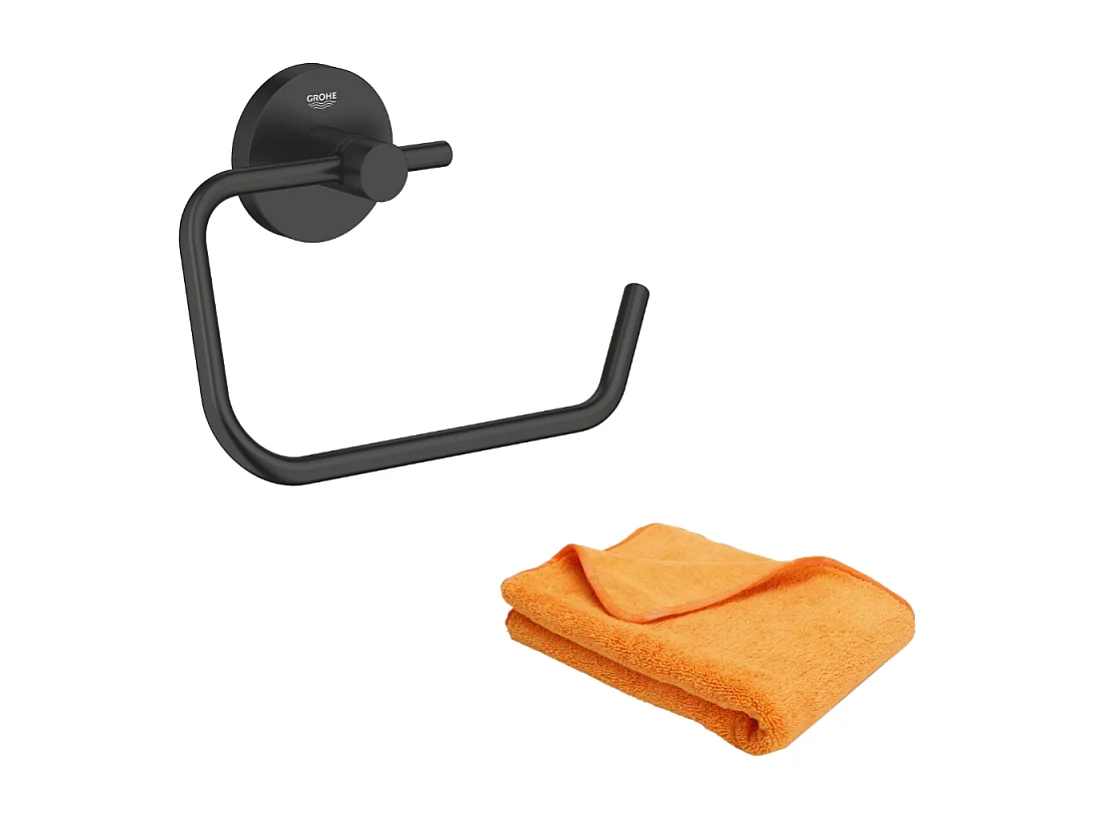 Dérouleur de papier mural WC GROHE Start noir mat + microfibre