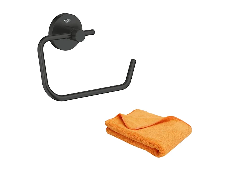 Dérouleur de papier mural WC GROHE Start noir mat + microfibre