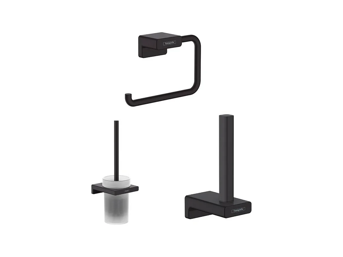Porte-brosse WC HANSGROHE Addstoris + Porte-papier WC  + Réserve porte-papier noir mat