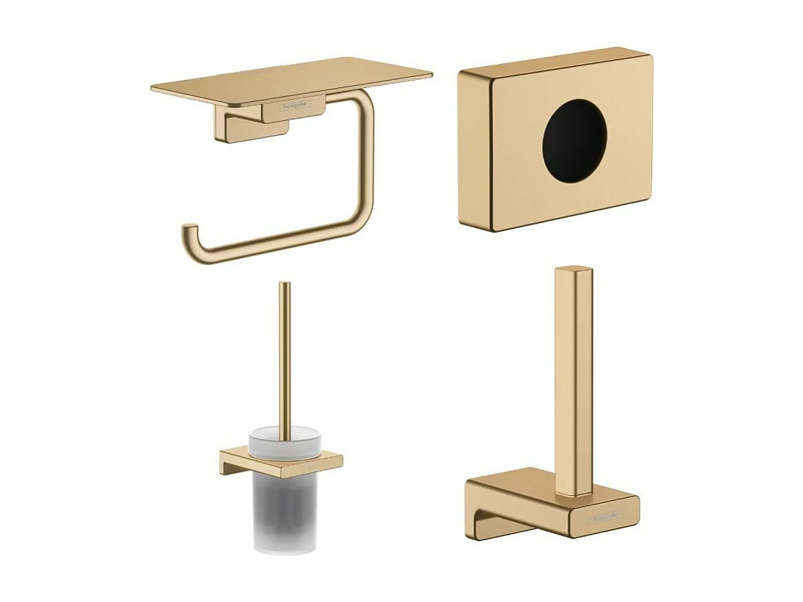Porte-brosse WC HANSGROHE Addstoris + Porte-papier WC avec tablette + Réserve porte-papier + Distributeur bronze brossé