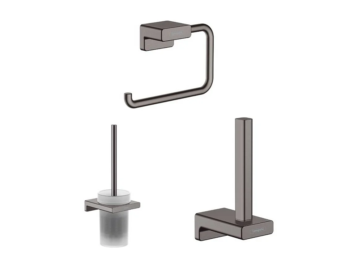 Porte-brosse WC HANSGROHE AddStoris + Porte-papier WC + Réserve porte-papier noir chromé brossé