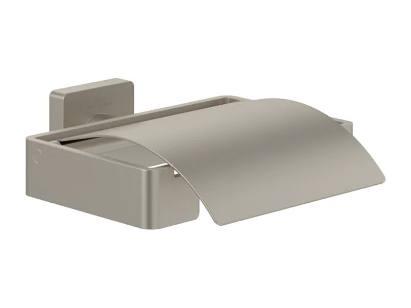 Dérouleur de papier toilette avec couvercle VILLEROY ET BOCH Elements - Striking Nickel Brossé
