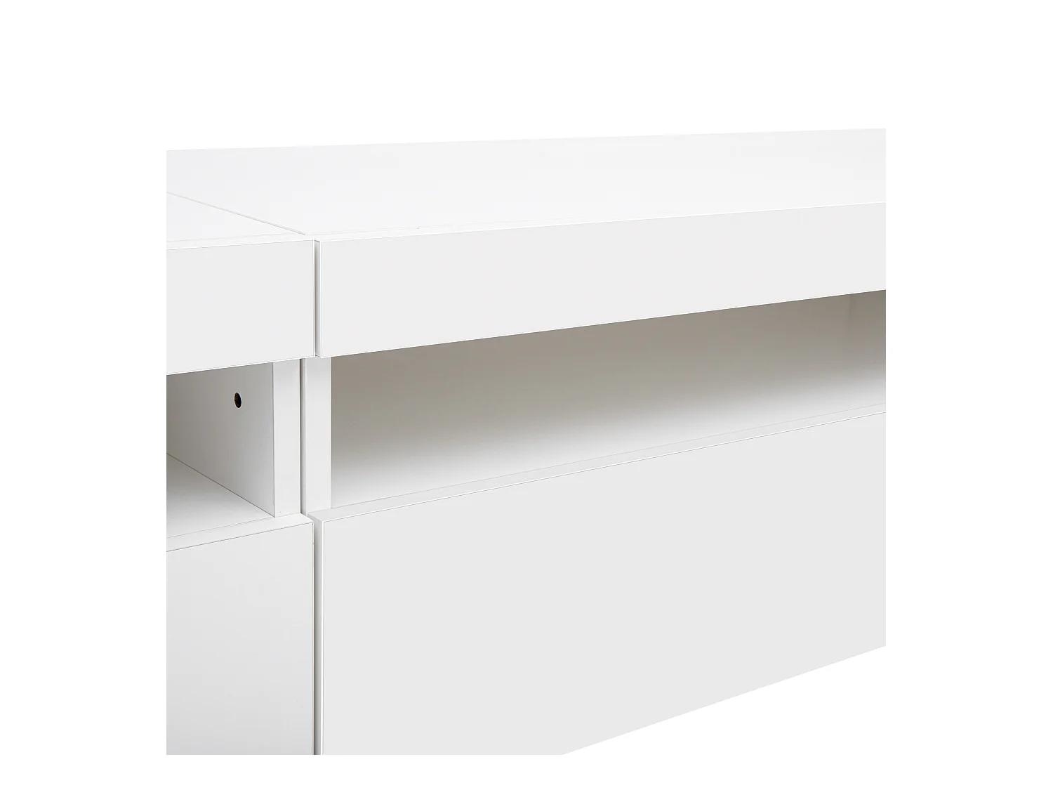 Meuble TV moderne 240x39x35 cm panneau lumineux LED variable - Blanc