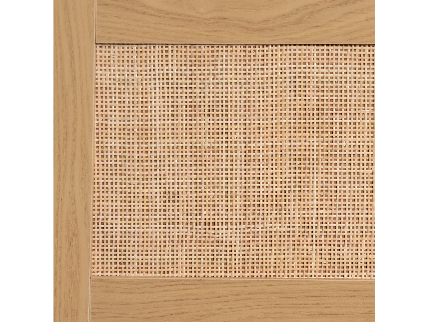 Meuble TV 200x37x49 cm en rotin - pieds en bois massif et planche TV en rotin tressé - naturel