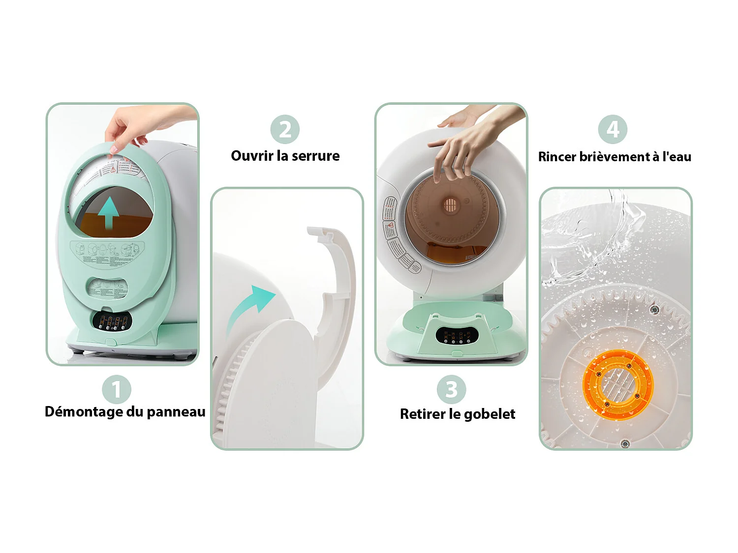 Bac à litière adaptatif autonettoyant pour chat de 65 L - capteur infrarouge, élimine les odeurs, contrôlé par application - Gris